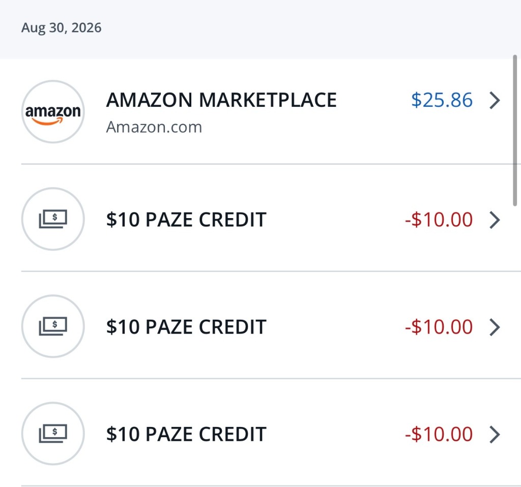 Multiple $10 Paze Statement Credits on Chase Card